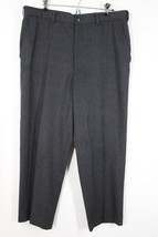 Vtg Balmain 38x30 Gray Flannel Flat Front Dress Pants - £49.74 GBP