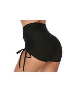  Tummy Hiding Wide Waistband Yoga Shorts   High Rise Honeycomb Ruched Sh... - $19.49