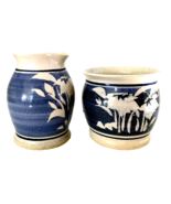 Studio Pottery Creamer &amp; Sugar Bowl Set Blue &amp; White Handmade 3.5&quot; 4.5&quot;H... - £20.53 GBP
