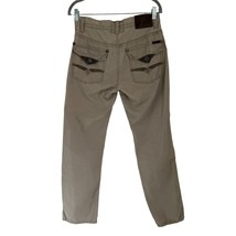 7 For All Man Kind Sz 31 Beige Pants Distressed Embroidered Pockets Leather - $425.47 MXN