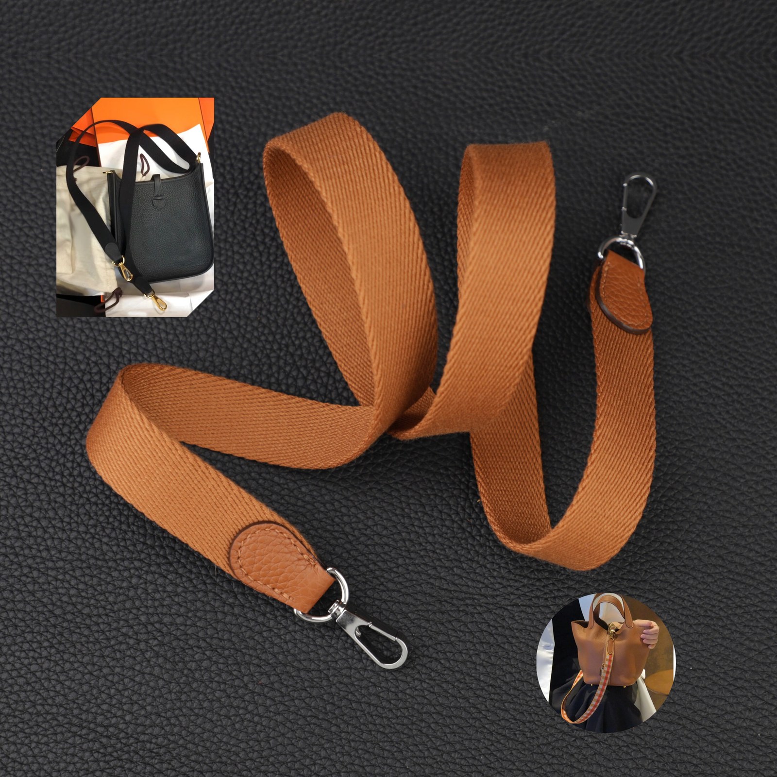 25mm Gold sangle canvas shoulder bag strap for Evelyne TPM Bag, and the bag stra