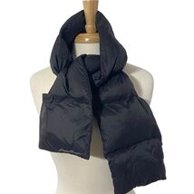 EDDIE BAUER Black Goose Down PUFFER Neck Scarf 54x6 Quilted - $28.70