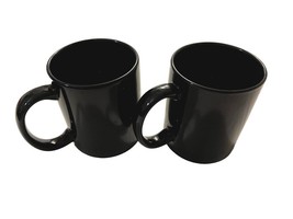 Vintage Pair of Black Porcelain Ceramic Coffee Mugs 12 oz - £11.97 GBP