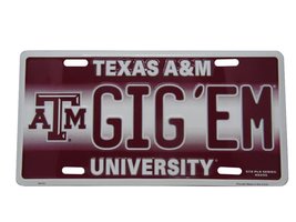 K&#39;s Novelties Texas ATM A&amp;M GIG &#39;EM University Football 6&quot;x12&quot; Aluminum License  - £3.64 GBP