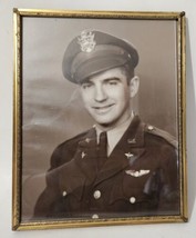 WW2 Airman, Lieutenant Brass framed portrait. Sepiatone Photo 8x10 Inch. - $31.79