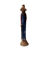 Vtg Man  Farmer Skinny Pencil Figurine Folk Art 9&quot; Tall Signed &quot;Scioto?&quot; - $25.25