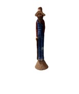Vtg Man  Farmer Skinny Pencil Figurine Folk Art 9&quot; Tall Signed &quot;Scioto?&quot; - £20.00 GBP