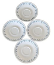 Four (4 )~ Vintage ~ Corelle By Corning ~ Blue Snowflake Garland ~ 6&quot; Saucers - £25.67 GBP