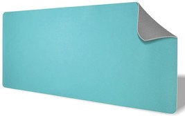 Double Sided Two Tone Vegan Leather Desk Mat Protector  (Blue/Gray,36x17x0.08in) - £10.79 GBP