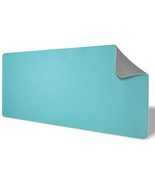 Double Sided Two Tone Vegan Leather Desk Mat Protector  (Blue/Gray,36x17... - £10.64 GBP