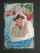 George Washington His Industry Patriotic Silver Embossed Nash Postcard 1909 - £7.82 GBP