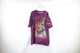 Vintage Streetwear Womens 2XL Alaska Acid Wash Rainbow Cat Kitten T-Shirt Purple - $34.60