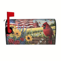 American Flags Sunflowers And Cardinal Mailbox Cover for Standard Size M... - £6.84 GBP