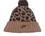 Nike Sportwear Black Leopard Womens Pom Beanie One Size NEW DM8403-256 - £23.68 GBP