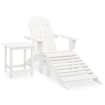 Garden Adirondack Chair with Ottoman&amp;Table Solid Fir Wood White - £58.35 GBP