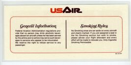 USAir Seat Occupied General Information &amp; Smoking Rules Card - $17.82