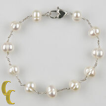 Sterling Silver Pearlescent Bead Bracelet Heart Lobster Clasp Great Gift... - €54,63 EUR