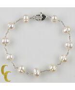 Sterling Silver Pearlescent Bead Bracelet Heart Lobster Clasp Great Gift... - €54,63 EUR