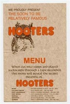 Hooters Menu 1986 Miami Fort Lauderdale Florida Soon to be Relatively Famous - £17.22 GBP