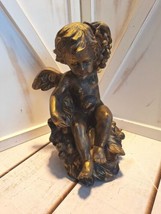 Vintage Three Hands Corp Cast Resin Goldtone Cherub Angel Figurine Item #90038 - £11.93 GBP