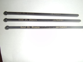 Three (3) Hotel St. Francis - San Francisco Swizzle Sticks Black Plastic SPIR-IT - $7.79