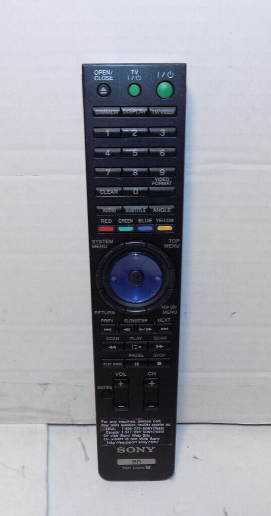 Primary image for Genuine Sony Bluray Remote Control Model RMT-B101A IR Tested