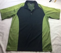 Men&#39;s Nike Dri Fit UV Black Green Short Sleeve Polo XL Color Block Golf - $19.79