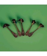 Carved Wood &amp; Coconut Condiment Relish Serving Spoons Set Of 5 Tiki Isla... - $18.49