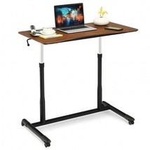 Height Adjustable Computer Desk Sit to Stand Rolling Notebook Table-Brown - Col - £125.45 GBP