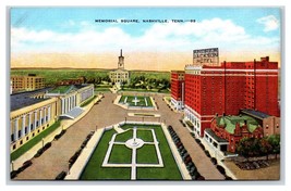 Memorial Square Nashville Tennessee TN UNP Unused Linen Postcard T20 - £3.08 GBP