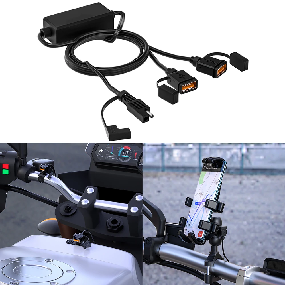 12V/24V Motorcycle USB Chargers QC 3.0 Waterproof SAE Version Configuration US - £22.77 GBP