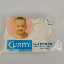 Curity Kendall Snap Front Shirt 0-3 Mos White Baby Infant Vintage NEW - $24.74