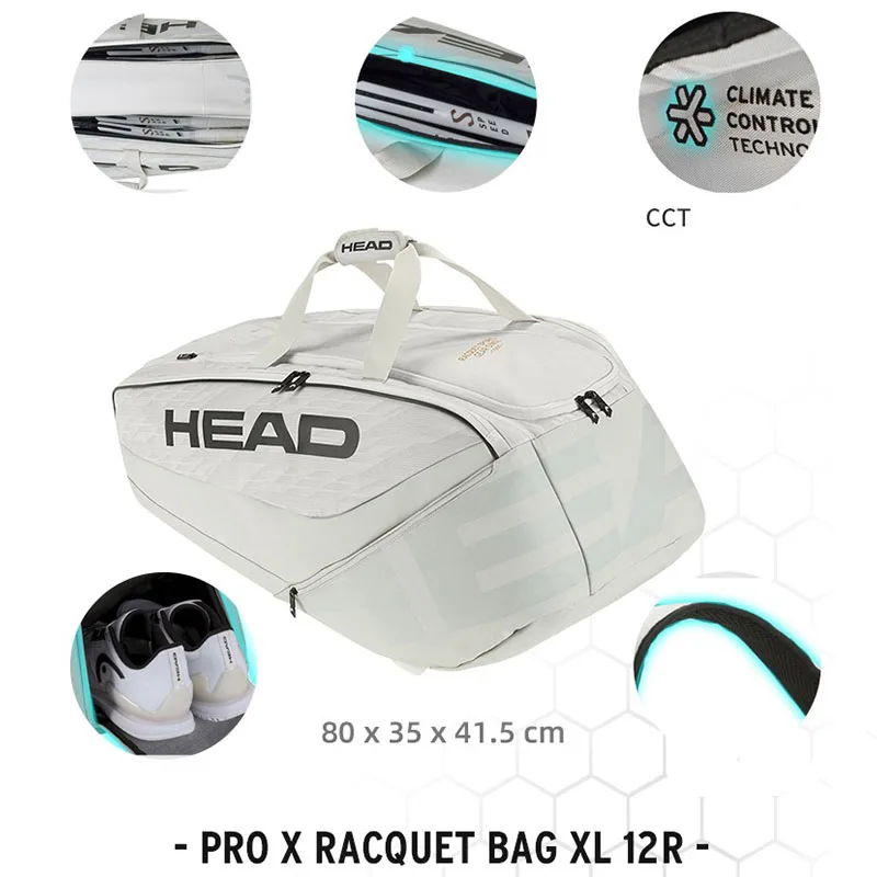 HEAD Pro X Djokovic Court Bag Tennis Backpack 6R 9R 12R Racquet Bag Large Capaci - £256.73 GBP