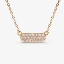 0.17CT Real Moissanite Bar Cluster Pendant Necklace 14k Rose Gold Plated - £51.46 GBP