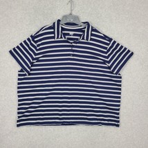 Lands End Women&#39;s Polo Shirt Short Sleeve Blue White Stripe 3X 24W 26W - £10.48 GBP