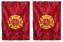 AES 28x40 Embroidered Fire Department 2ply Sleeved Garden Flag 28&quot;x40&quot; Nylon Ban - £15.07 GBP