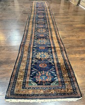 Antique Per&#39;sian Sarab Runner Rug 3x17 Blue Handmade Wool Tribal Rare - £6,539.57 GBP