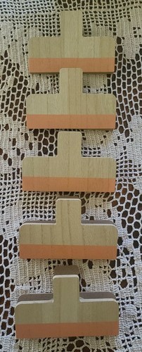 Five (5) ~ Horizon Group ~ Peach ~ Wooden Wall Clips ~ Hooks ~ Home Decor Item image 2