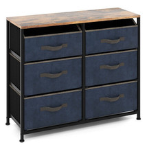 6-Drawer Dresser with Metal Frame and Anti-toppling Devices-Rustic Brown... - £53.86 GBP
