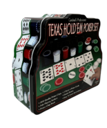 Texas Hold Em Poker Set 200 Chip Tin Set With Card Deck And Felt Cardina... - £13.21 GBP