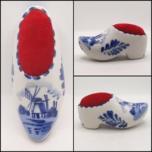 Hand Painted Delfts Blue 129 Windmill Clog Pin Cushion Vintage 3.5&quot; - £5.70 GBP