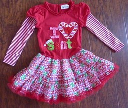 Rare Editions Girls Dress Size 5 Red I Love Santa - £10.14 GBP