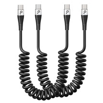 Usb C To Usb C Charger Cable [2-Pack 3Ft], Coiled Usb C Charger Cable For Car, T - £26.73 GBP