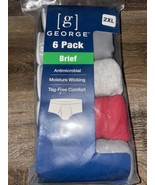 George ~ 6-Pair Mens Brief Underwear Cotton Tag Free Multicolor (B), 2XL... - $23.75