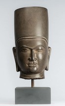 Antique Phnom Da Style Khmer Vishnu Head - Protector &amp; Preserver - 54cm/22&quot; - £3,527.54 GBP