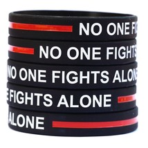 20 Thin RED Line No One Fights Alone Wristband Bracelets for Fire Fighter Awa... - £13.35 GBP
