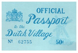 Vintage 1969 Dutch Village Amusement Park Official Passport Ticket - £11.59 GBP