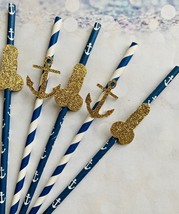 Nautical Bachelorette Straws, Nauti Theme, Nauti Party, Anchor Bachelorette - $9.65