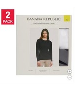 Banana Republic Womens T-Shirts Black White 2-Pack Crewneck Long Sleeves... - $736.60 MXN
