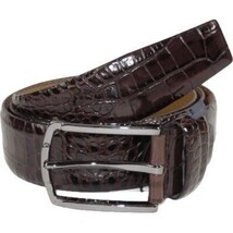 Men Genuine Leather Belt PIERO ROSSI Turkey Soft Crocodile print 1014 Brown image 5